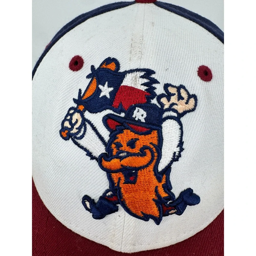 Round Rock Express Minor League Hat Cap Mens 8 New Era‎ Blue White Maroon Fitted
